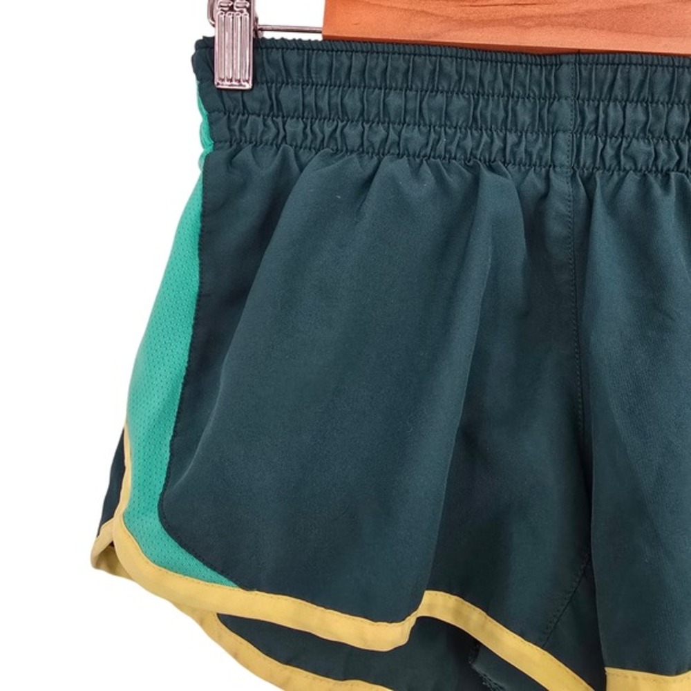 Nike Dri Fit Running Shorts Women's‎ Teal Green Yellow Trim Athletic Gym Size S - Picture 4 of 9
